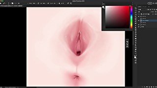 painting process - how to draw female sex organ