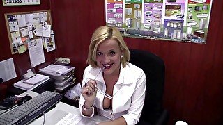 Stunning blonde MILF gets fucked in her office