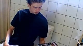 Cigar smoker jerks off in the bathroom and cums solo