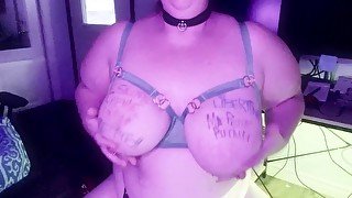 Dildo riding on cam while moaning and playing with my big tits and mllk pump