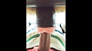 Thick and veiny dick fills the fleshlight with warm cum, strong orgasm at the end! 🥵