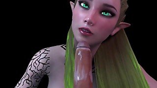 Cute Wood Elf POV Blowjob on her Knees  3D Porn