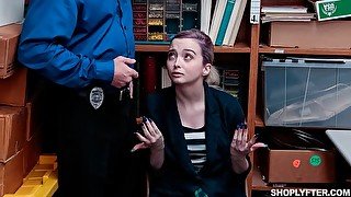 Sensual blonde shoplifter Lexi Lore fucks with a horny policeman