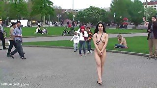 Sexy brunette Silena Outdoor public naked