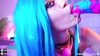 Wet Jinx fucks her holes with a big monster dildo - virtual__lady