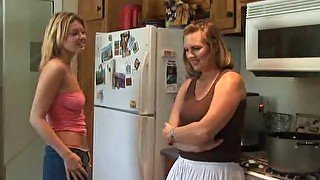 Young lesbian convinces a milf to have sex