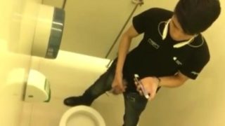 Masturbating in public comfort room.