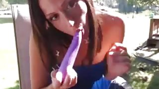 Dirty hot girl slut outdoors on webcam masturbating