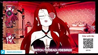 Anime Vtuber DeadlyDesiree Cums Hard While Chat Plays With Her Toy