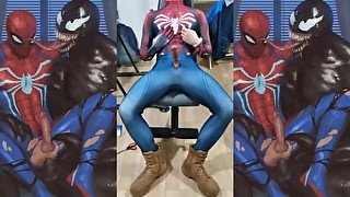 Horny Giant Dick Spiderman Masturbating SOLO