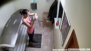 Beautiful Czech Girl Masturbates in Public Solarium