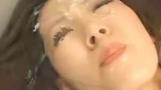 Japanese whore enjoys getting fucked and facialed in a gangbang