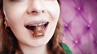 ASMR and close-ups: Giantess Vore Fetish - Eating Cars from chocolate. Braces. (Arya Grander)