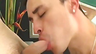 Lusty amateur twink cums while being ass fucked super hard