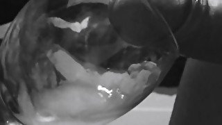 Huge cumshot in a small wine glass