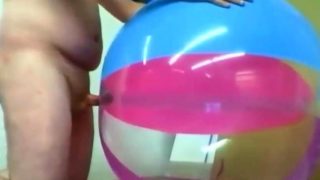 Big inflatable beach ball fuck cum inside