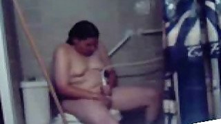 Great masturbation of my  friend's sister in bath room. Hidden cam