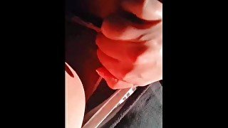 Slut masturbates in public transport and doesn't stop until she finishes squirting 💦💦