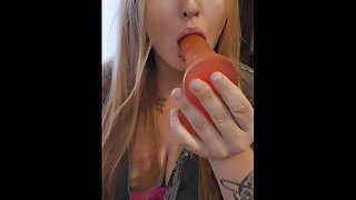 Sucking on a dildo sloppy - OnlyFans Emris06