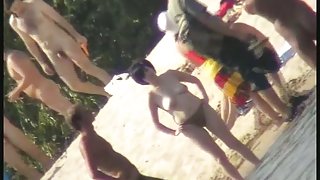 Sexy naked people in a beach voyeur video