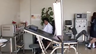 Sako gets her asian twat examined in the gynecologist room