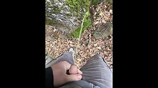 Out for a hike and I desperately had to pee! Pissing in nature, pee on a tree, cock out