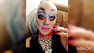 Bold drag queen smoking cigarette