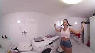 Big Tits Tattooed Latina Babe Claudia Bavel Seduces You In Laundry Room