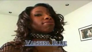 Cute busty ebony Vanessa Blue is getting a nice cumshot