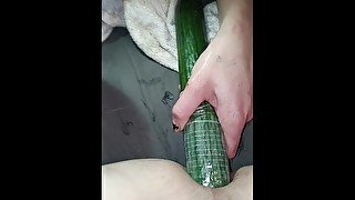 Cucumber Goes Deep In Boyfriends Ass