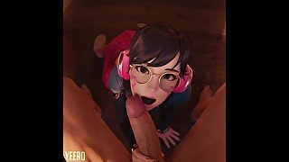 D.Va Sucking Dick Until She Gets A Big Creamy Facial (School Girl Version)