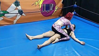 Karina shows her wrestling skills
