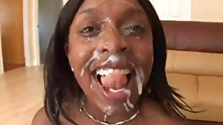 Hot Ebony Big Tits Gangbanged by White Cocks