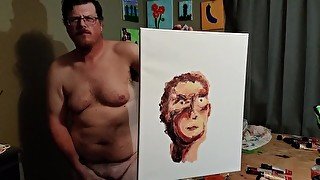 Dong Ross dick painting session: Wonky Portrait