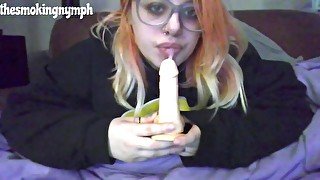 Hot Babe Gives Dildo A Sloppy Blowjob!!!