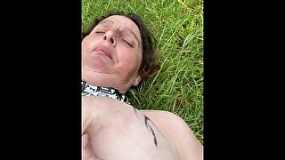 Outside, public sex, pussy play, big tits, sexy girl