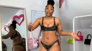 Lingerie striptease and sexy pussy play