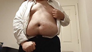 Chubby office worker strips and cums for you after a long day