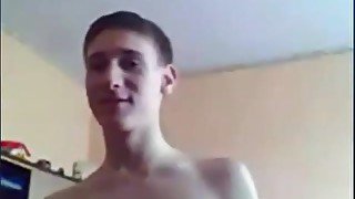 Hard body teen guy with abs jerks off solo