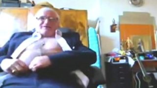 Suited Grandpa Cum On His Pants