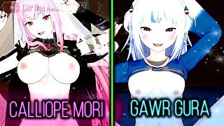 Gawr Gura x Calliope Mori Hololive 3D Hd Hentai (R-18 Anime Vtubers Waifu Shark Reaper of Death)