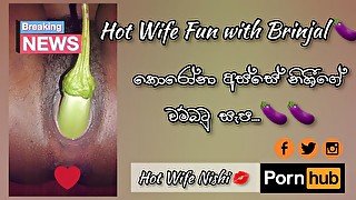 Hot Wife Fun with Brinjal under Corona🍆  කොරෝනා අස්සේ වම්බටු සැප  Heißer Ehefrauspaß mit Brinjal