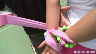 Hot bondage sex on a tennis court with the hot marilyn scott