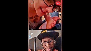 DrBlackjohnsonXXXtalks with Ashley LaShae while she plays with her feet