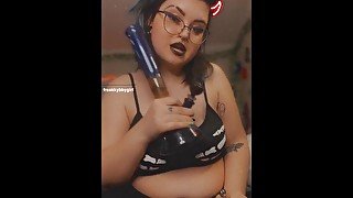 Goth Babe Rips Bong