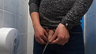 Pissing and jerking in the office toilet