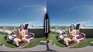 Sunny Afternoon Rooftop Dildo Masturbation College Girl Rosanna