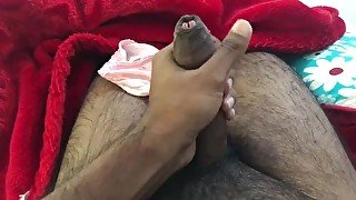 Big Black cock masturbation Hard dick with panty fun