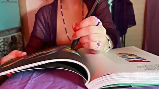 Topless ASMR 💖 Looking at a Graphic Design Book (tracing, paper sounds)