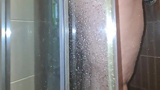 Old BBW granny wife takes a shower